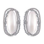 Edle Perlen-Ohrringe mit weißen Kristallakzenten, Silberfarben