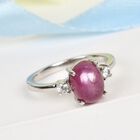 Stern Rubin und Zirkon Ring 925 Silber Platin-Überzug image number 1
