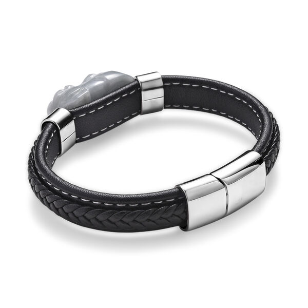 Wei&szlig;e Jade Armband ca. 19 cm 316L Edelstahl (10-15 Werktage Lieferzeit) ca. 125.00 ct image number 4