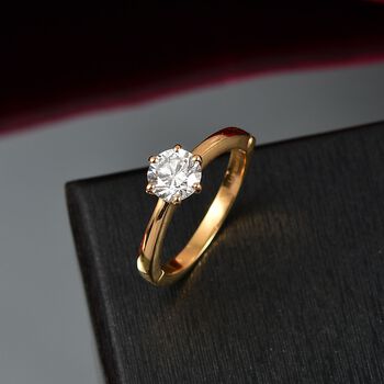 LUXURIANT SGL zertifizierter SI-GH Labor Diamant Solit&auml;r Ring, 925 Silber 750 Gelbgold Vermeil - 1 ct.