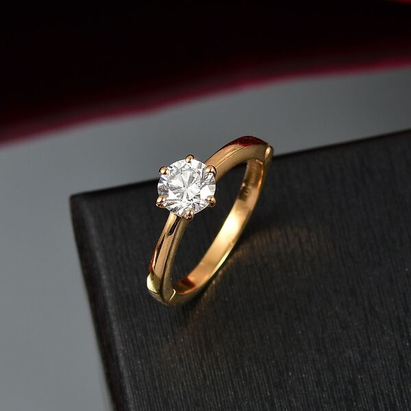 LUXURIANT SGL zertifizierter SI-GH Labor Diamant Solit&auml;r Ring, 925 Silber 750 Gelbgold Vermeil - 1 ct. image number 2