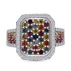 AA Regenbogen Saphir Ring, 925 Silber platiniert (Gr&ouml;&szlig;e 20.00) ca. 2.10 ct