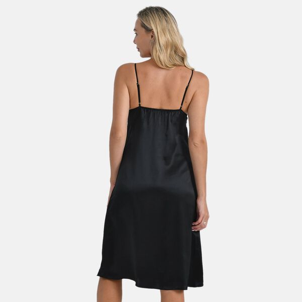 LA MAREY Nachthemd 100% Maulbeerseide, Schwarz, M image number 1