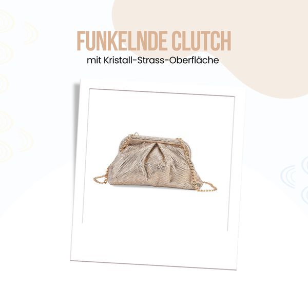 Clutch mit Metallschulterriemen, 24x11x13cm, Gold image number 1