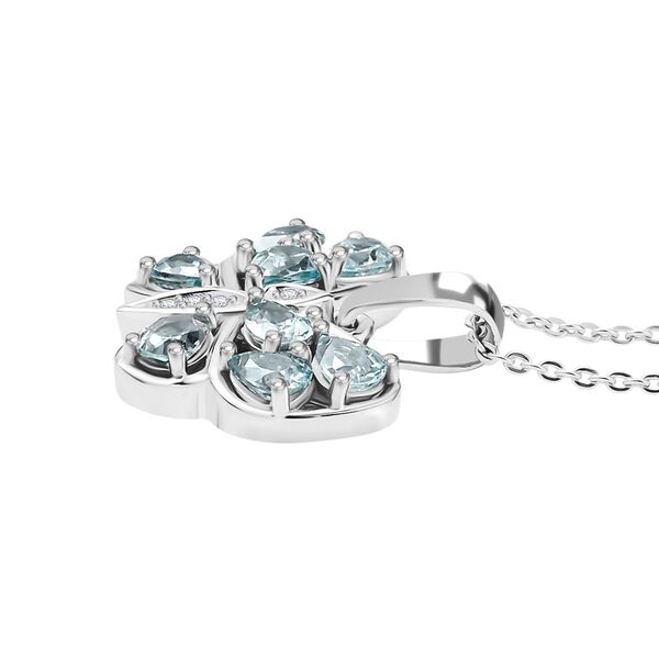 AAA blauer und wei&szlig;er Zirkon Anh&auml;nger mit 50cm Kette - 2 ct. image number 3