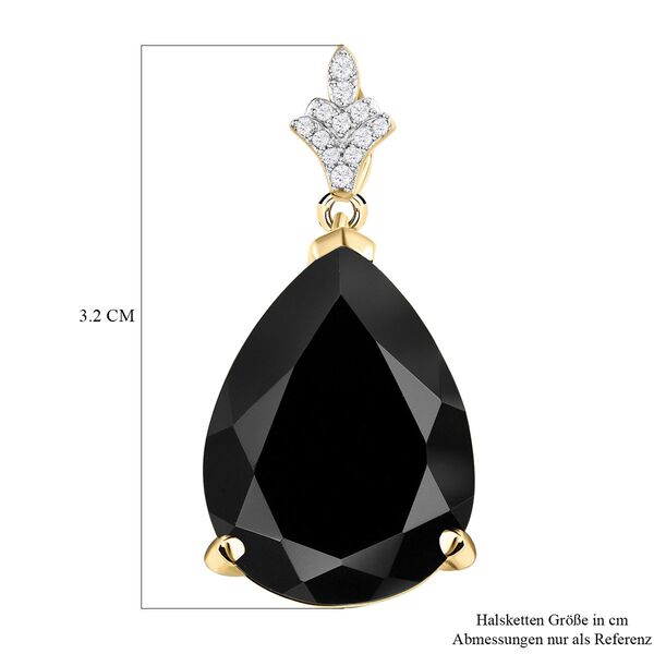 Schwarzer Turmalin und weißer Zirkon Anhänger, 925 Silber vergoldet ca. 18,17 ct image number 6