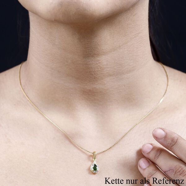 Natürlicher Chromdiopsid Anhänger 925 Silber Gelbgold Vermeil ca. 0,44 ct. image number 3