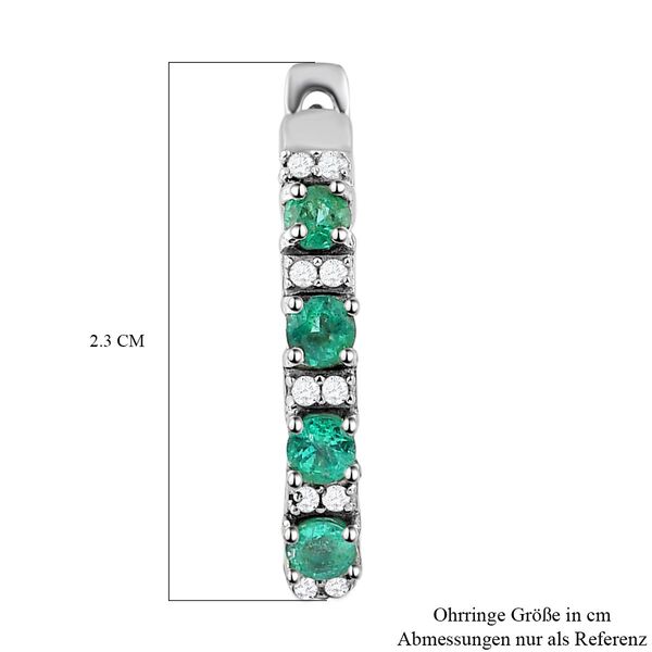 Kagem sambische Smaragd und Zirkon-Creolen, 925 Silber platiniert, 1,07 ct. image number 6