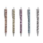 Set aus 5 Metall-Kugelschreibern im Zebra-Design mit silbernem Kopf, 14 cm, Mehrfarbig