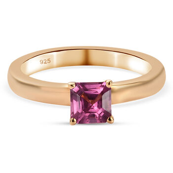 Rhodolit Granat Solit&auml;r Ring 925 Silber vergoldet (Gr&ouml;&szlig;e 16.00) ca. 0,82 ct