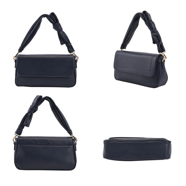 Umhängetasche aus Kunstleder mit abnehmbarem Riemen, Größe 27x7x15 cm, Dunkelblau image number 4