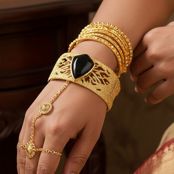 EverTrue AA schwarzer Glasachat 19cm Armreif - 24,82 ct.