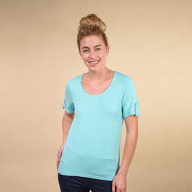 Damen kurzes Ärmel T-Shirt, Hellblau Damen kurzes Ärmel T-Shirt, Hellblau