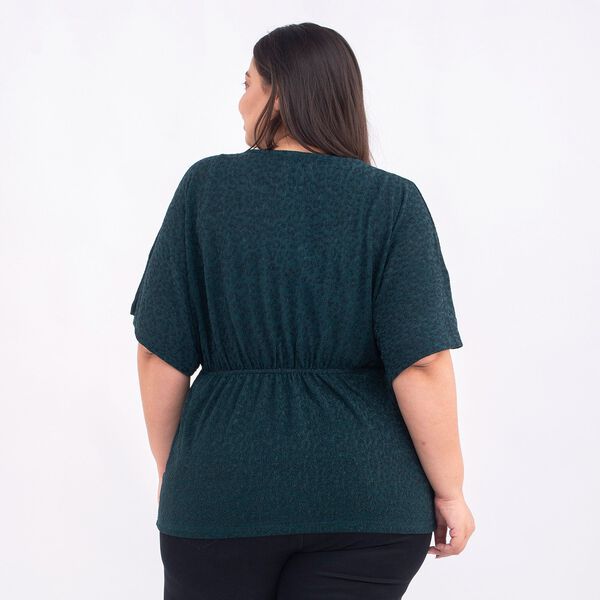 TAMSY Designer glitzer Tunika Bluse, One Size, Dunkelgrün image number 2