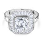 Moissanit Halo-Design mit Asscher-Schliff und Kanalfassung Ring, 925 Silber rhodiniert (Gr&ouml;&szlig;e 18.00) ca. 3.51 ct