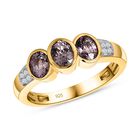 AA Natürlicher Tansanischer Lavendel-Spinell, Weißer Zirkon Ring, 925 Silber Gelbgold Vermeil, (Größe 18.00) ca. 1.38 ct image number 3