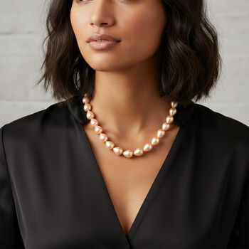 Goldene Tropfen Muschelkernperle 50cm Halskette