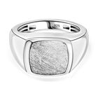Meteorit-Ring, 925 Silber platiniert (Größe 20.00) ca. 10.75 ct
