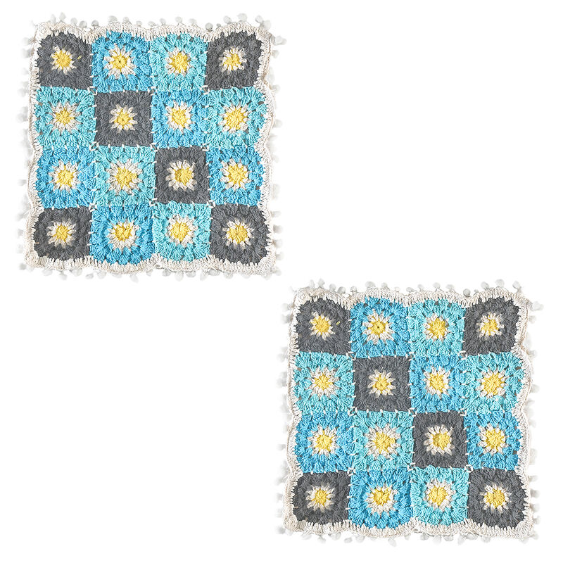 2er-Set, handgehäkelte Kissenbezüge mit Reißverschluss aus Häkelgarn, Himmelblau image number 0