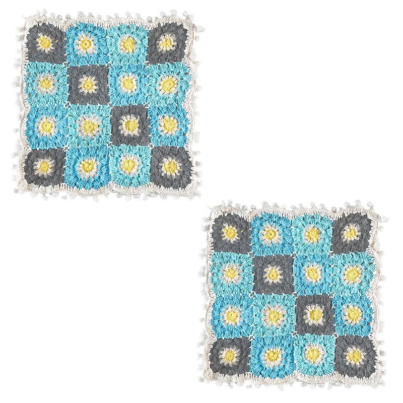 2er-Set, handgehäkelte Kissenbezüge mit Reißverschluss aus Häkelgarn, Himmelblau image number 0