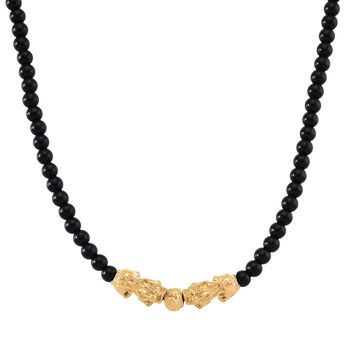 Schwarzer Glasachat Schmuckset Legierung gelb vergoldet ca. 430.00 ct