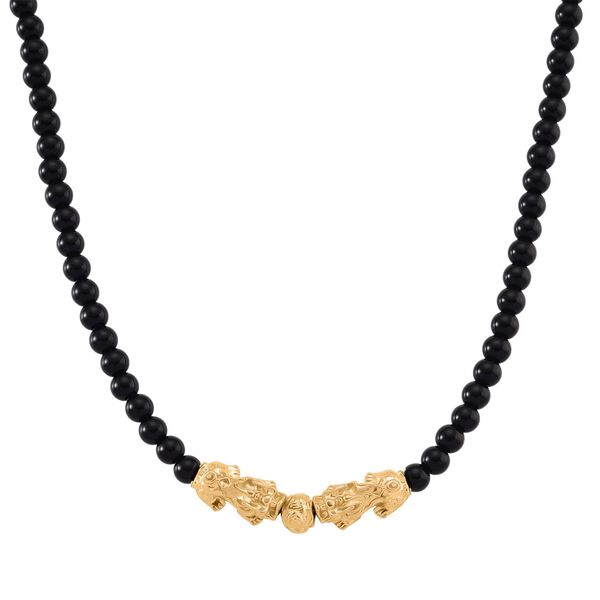Schwarzer Glasachat Schmuckset Legierung gelb vergoldet ca. 430.00 ct image number 4