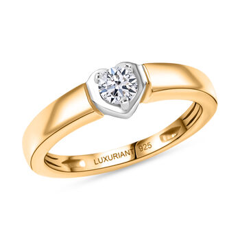 LUXURIANT SI-GH Labor Diamant Ring, 925 Silber rhodiniert und 750 Gelbgold Vermeil  - 0,20 ct.