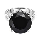 Schwarzer Spinell Ring 316L Edelstahl (Größe 18.00) ca. 11.08 ct