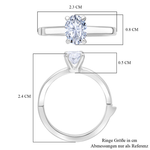 LUXURIANT SGL zertifizierter SI-GH Labor Oval-Diamant Ring, 925 Silber rhodiniert - 1 ct. image number 7