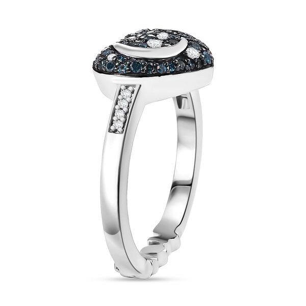 GP Celestial Dream Kollektion- Kanchanaburi Blauer Saphir, Blauer Diamant Ring 925 Silber rhodiniert (Gr&ouml;&szlig;e 19.00) ca. 0.50 ct image number 6
