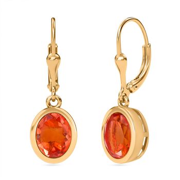 Padparadscha Quarz Triplette Ohrringe 925 Silber 750 Gelbgold Vermeil ca. 4.12 ct