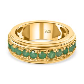 Kagem Sambischer Smaragd Ring, 925 Silber vergoldet (Größe 18.00) ca. 0.66 ct