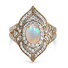 Natürlicher Äthiopischer Opal und Zirkon Ring 925 Silber vergoldet  ca. 1,88 ct image number 0