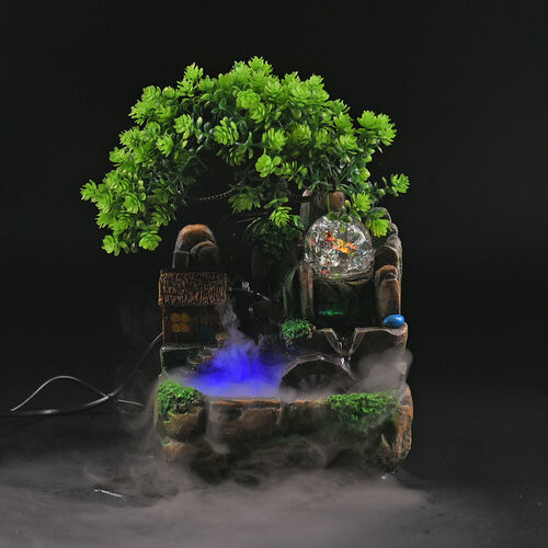 Zimmerbrunnen mit LED-Licht und Nebel, Größe 20x16x27 cm, Haus und Kugel  image number 1