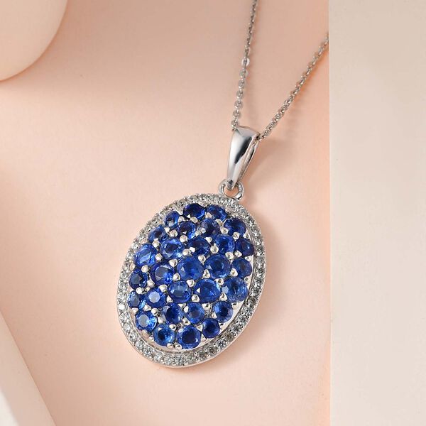 Kaschmir Kyanit Anh&auml;nger mit Kette, 925 Silber platiniert, 925 Silber rhodiniert ca. 4.08 ct image number 2