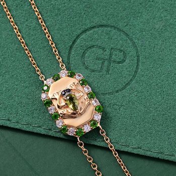 Giuseppe Perez AA Peridot, Wei&szlig;er Zirkon Armband ca. 19 cm 925 Silber 750 Gelbgold Vermeil ca. 1.35 ct