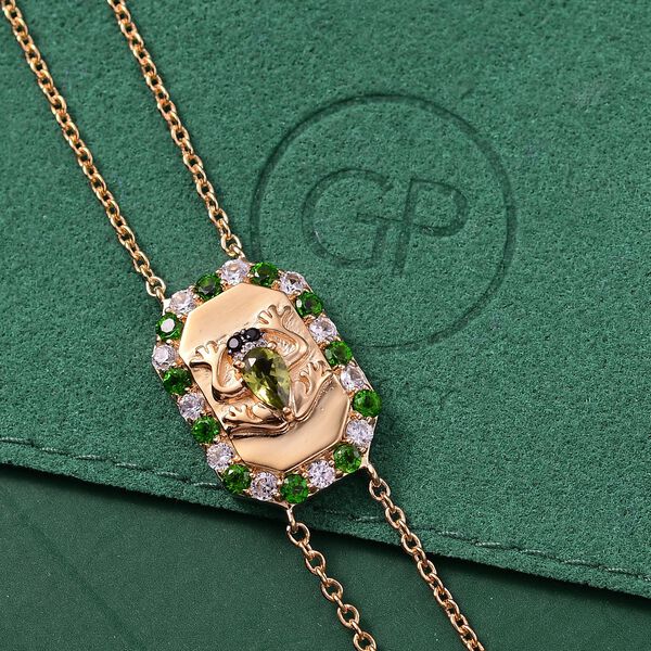 Giuseppe Perez AA Peridot, Weißer Zirkon Armband ca. 19 cm 925 Silber 750 Gelbgold Vermeil ca. 1.35 ct image number 2