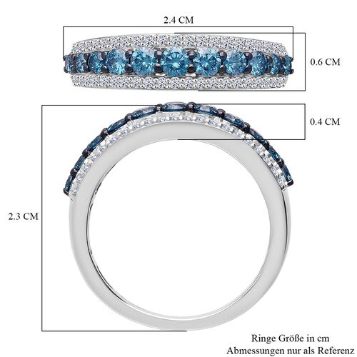 Lab Grown Blauer Diamant SI Ring 925 Silber rhodiniert (Größe 18.00) ca. 1,01 ct image number 6