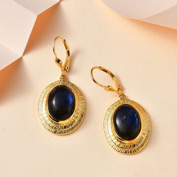 AAA Labradorit Ohrringe 925 Silber 750 Gelbgold Vermeil ca. 12.21 ct