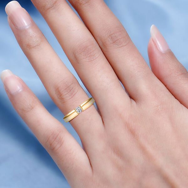 LUXURIANT VS-EF Labor Diamant Ring, 925 Silber 750 Gelbgold Vermeil - 0,15 ct. image number 2