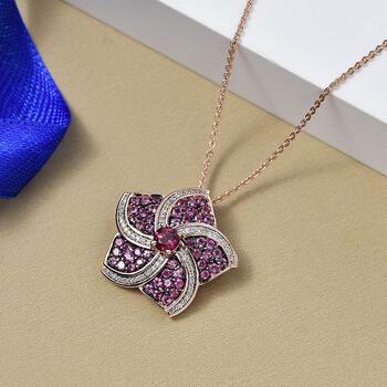 D'Joy Rhodolith Granat und Zirkon Anh&auml;nger mit 50cm Kette - 1,75 ct.