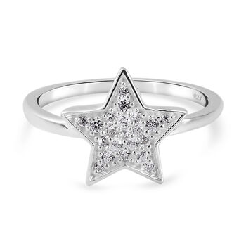 Wei&szlig;er Simulierter Diamant Stern Ring 925 Silber (Gr&ouml;&szlig;e 17.00) ca. 0,31 ct