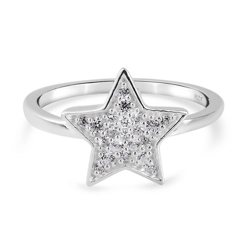 Weißer Simulierter Diamant Stern Ring 925 Silber  ca. 0,31 ct image number 0