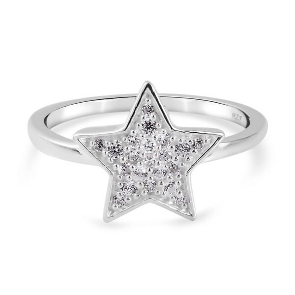 Wei&szlig;er Simulierter Diamant Stern Ring 925 Silber  ca. 0,31 ct