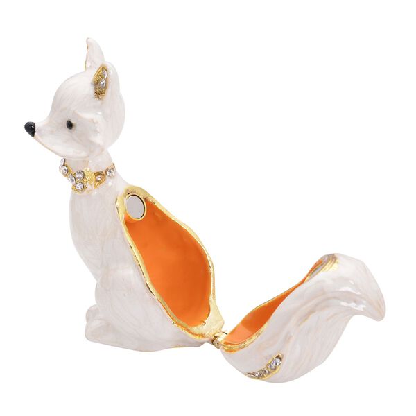 Tablettend&ouml;schen mit wei&szlig;en Kristallen, emailliert, wei&szlig;, 5,2x7,2 cm, Fuchs image number 4