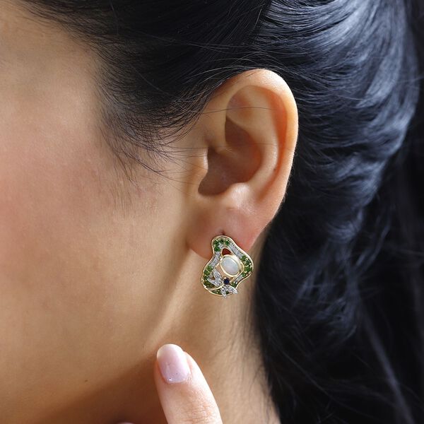 GP Italian Garden Kollektion - AA äthiopische Welo Opal, Kanchanaburi blaue Saphir, Zirkon und Chromdiopsid-Ohrringe - 2,20 ct. image number 6