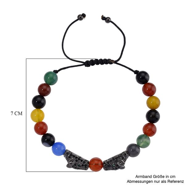 Mehrfarbiger Achat, Schwarzer Zirkonia Armband, Flexibles, Messing Schwarzes Rhodium image number 6