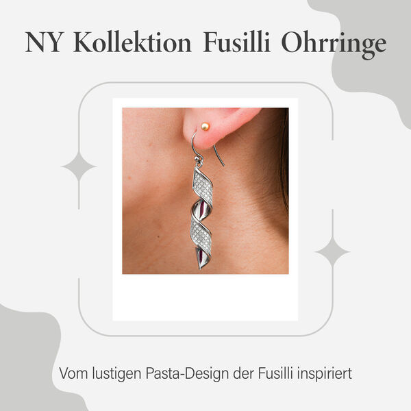 Diamantschliff Fusilli Ohrhänger in rhodiniertem Silber image number 3