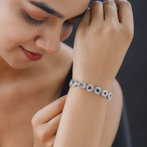Merfarbiges-Turmalin Armband, ca. 19 cm 925 Silber platiniert ca. 7.52 ct image number 3