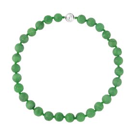 Gefärbte grüne Jade Halskette, (13-15mm), ca. 50 cm, 925 Silber, ca. 684.00 ct